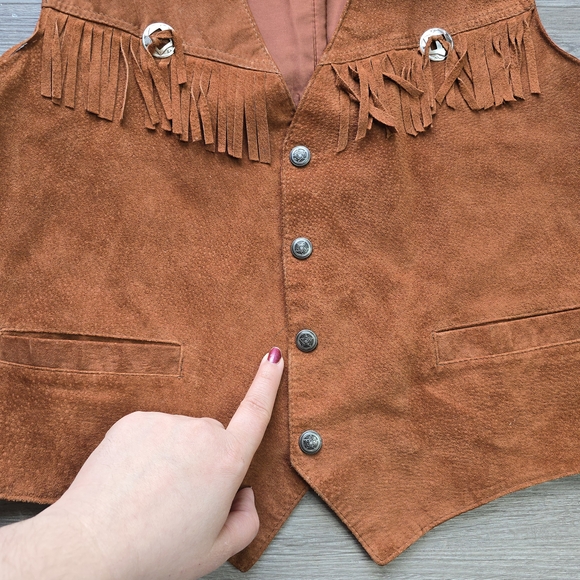 Fringed Suede Vest in Rusty Orange Bohemian Western - Picture 13 of 13